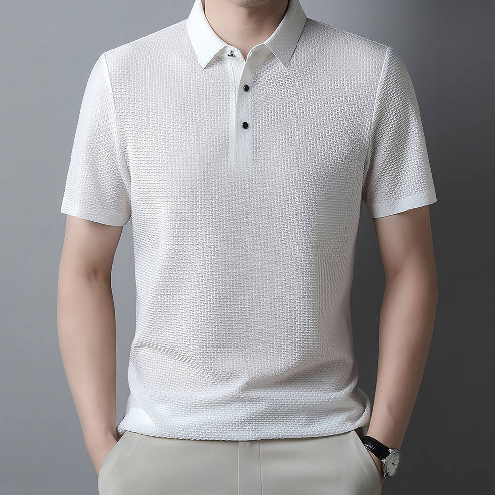 Sommerliches atmungsaktives Eisseiden-Poloshirt für Herren